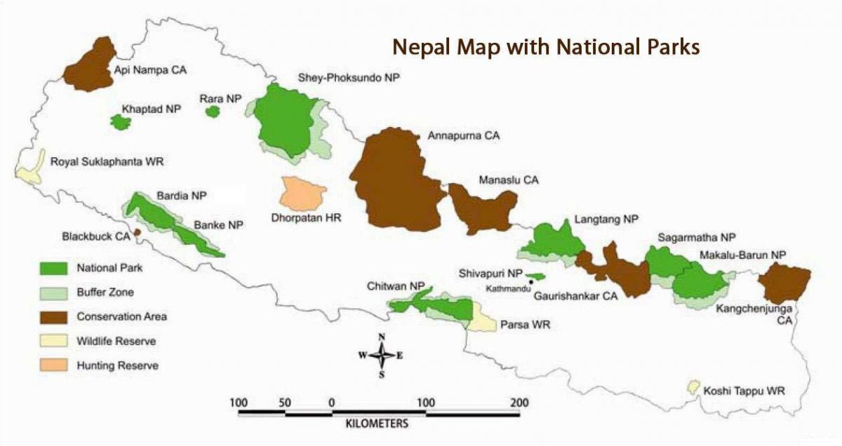 Kartta nepal national parks