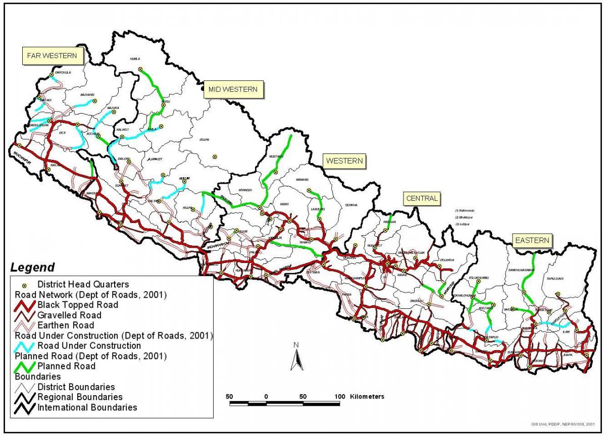 kartta nepal osoittaa valtatiet