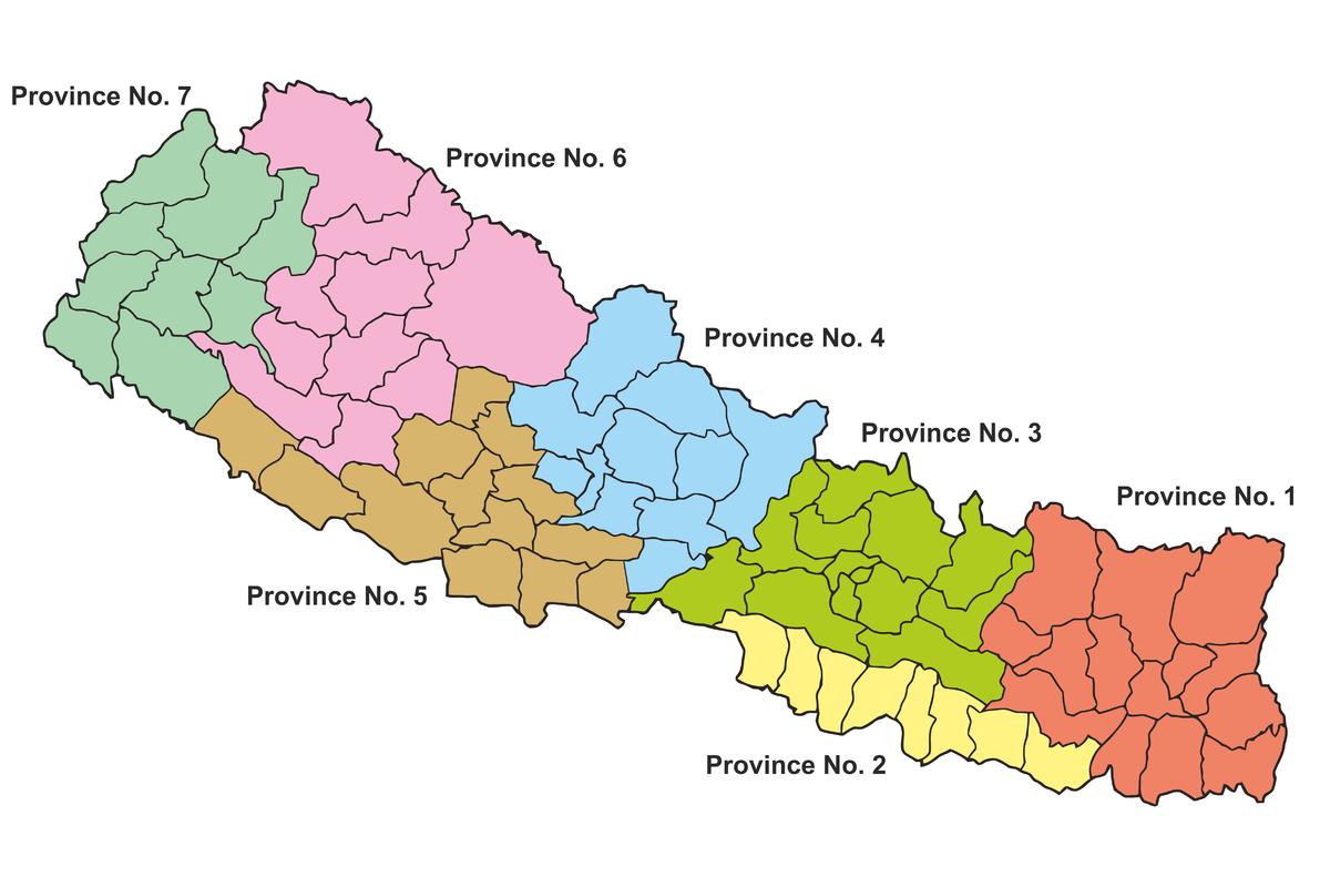 Liittovaltion kartta nepal - Kartta federal nepal (Etelä-Aasia - Aasia)