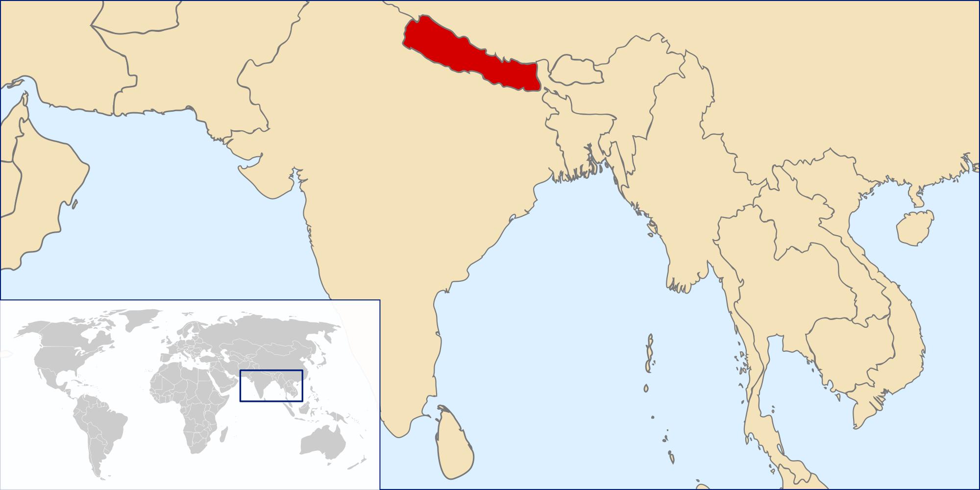 Nepalin sijainti maailman kartalla - Kartta nepalin sijainti maailman  (Etelä-Aasia - Aasia)