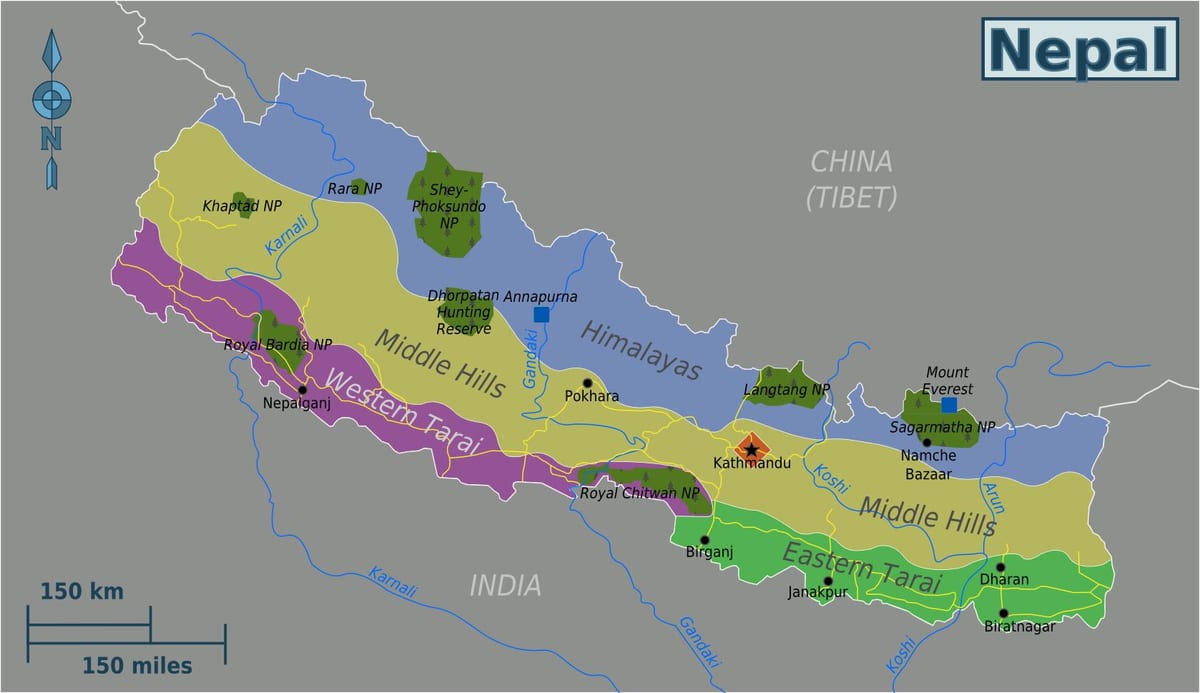 Kartan alkuperäinen nepal