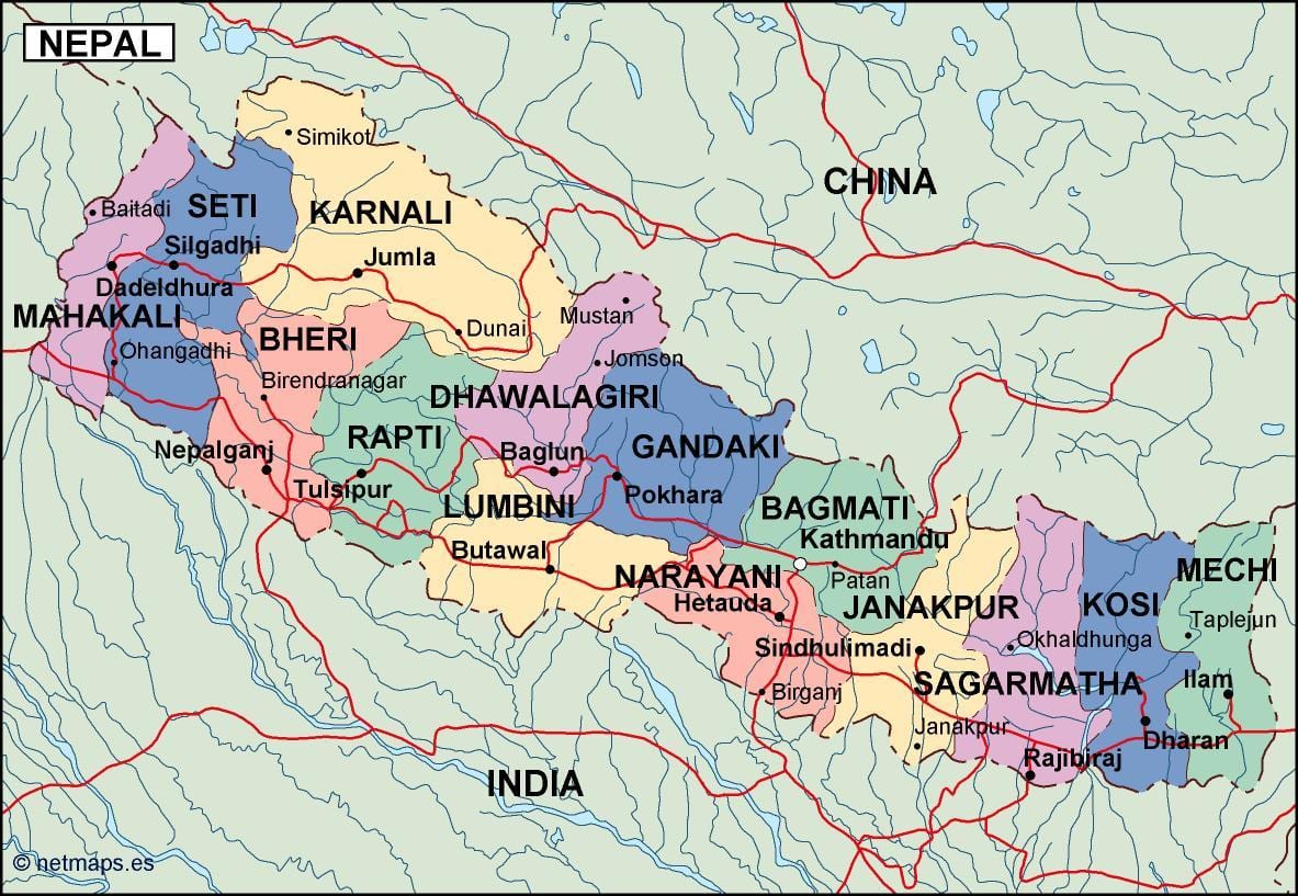 Kartta digitaalisen nepal