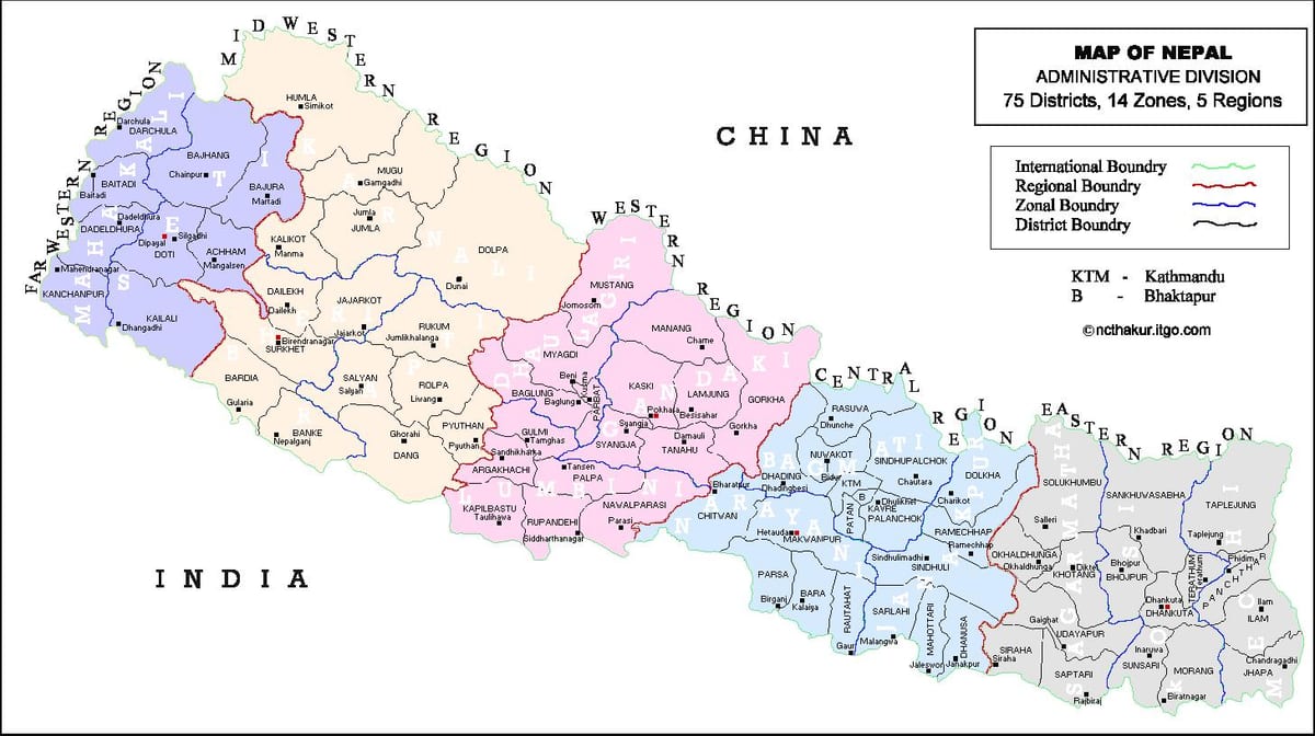 kartta nepalin 75 district