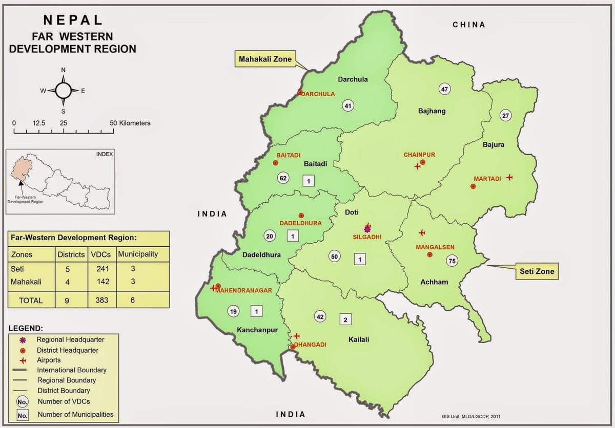 Kartta länsi-nepalissa