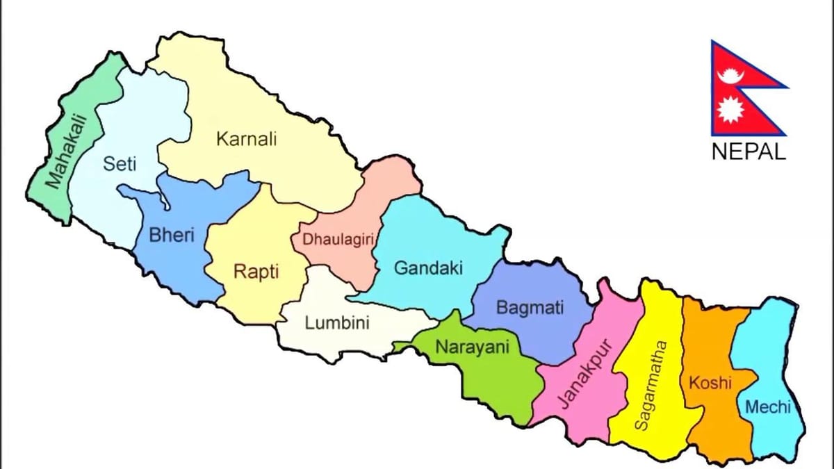poliittinen kartta nepalissa kaikki piirit