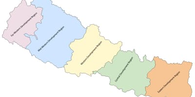 Kartta nepalin kanssa viisi kehityksen alueella