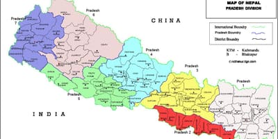 7 pradeshin osavaltiossa nepalin kartta