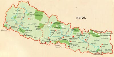 Kartta nepal matkaopas