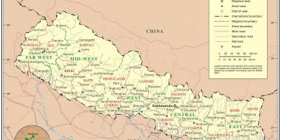 Intian nepalin rajan tien kartta